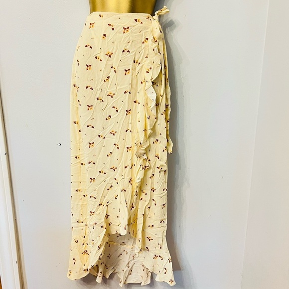We What What butter cream yellow Floral Wrap Maxi Skirt - Picture 1 of 3